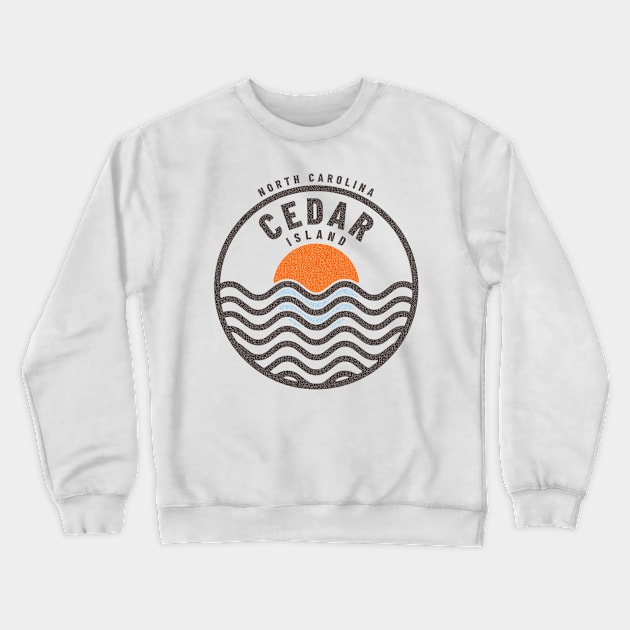 Cedar Island, NC Summertime Vacationing Sunrise Waves Crewneck Sweatshirt by Contentarama